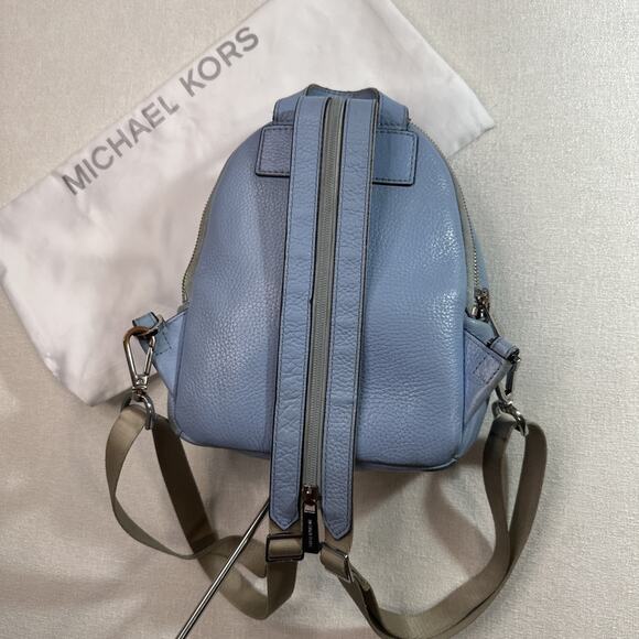 Michael Kors Erin Small Convertible Backpack Sky Blue Studded Leather - Picture 12 of 16